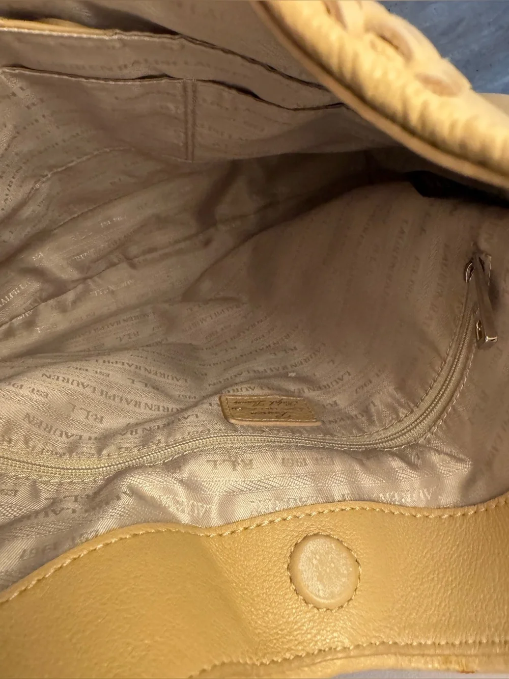 Lauren Ralph Lauren Tan Leather Hobo Bag with Tassel